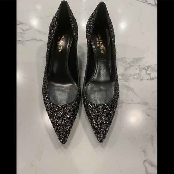 Saint Laurent Charlotte 55 Glitter Kitten Heels - Picture 2 of 8